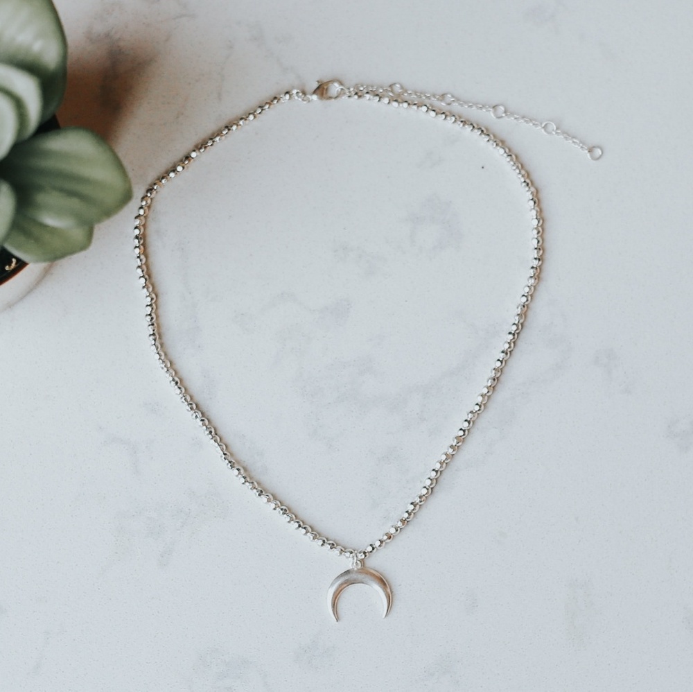luna pave charm choker necklace
